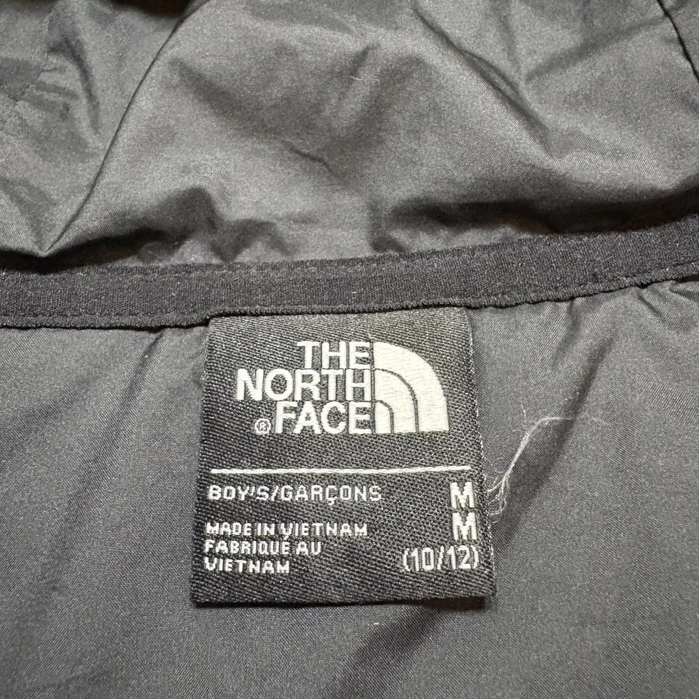 The North Face Jacket Boys Medium 10/12 Black Quilted Fleece Hooded Zip‎ Outdoor